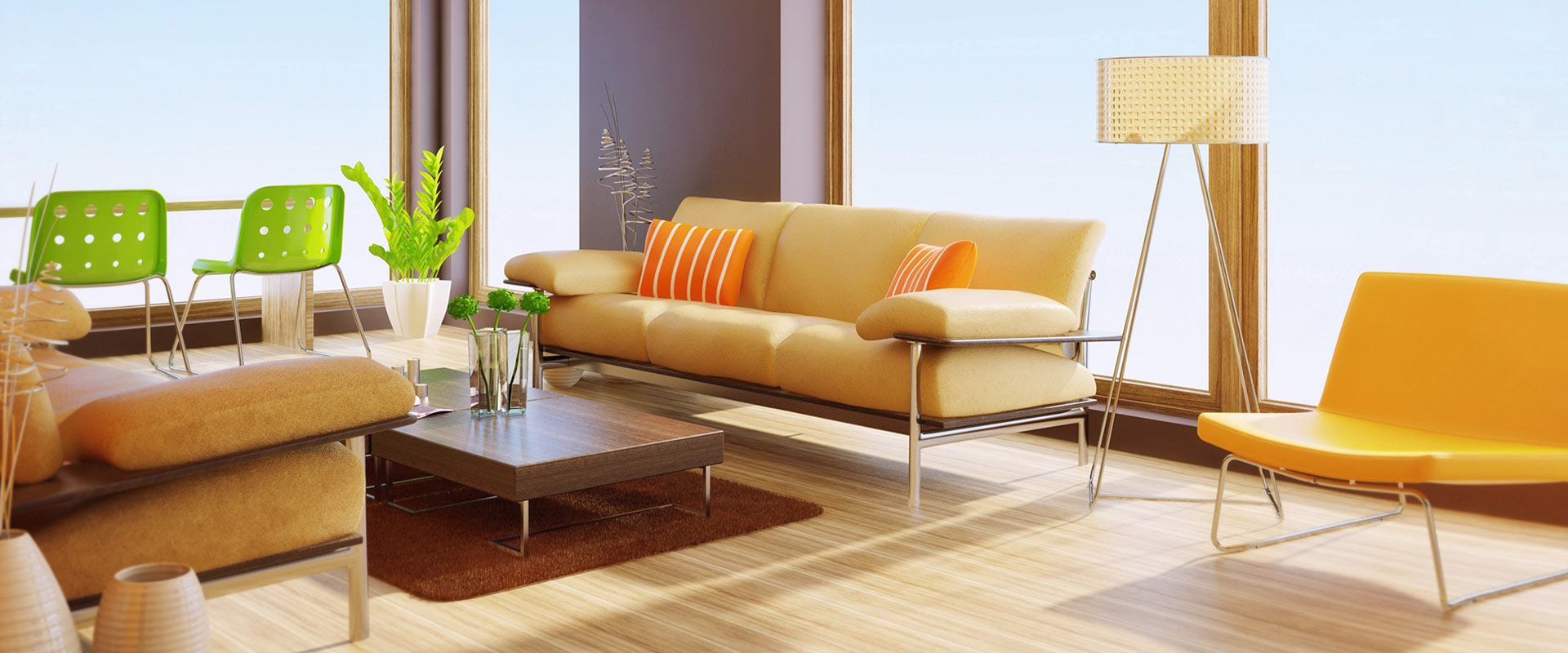 Refined hotel interior with lounge seating